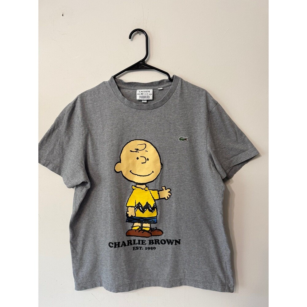 LACOSTE/PEANUTS CHARLIE BROWN GRAY TEE xl